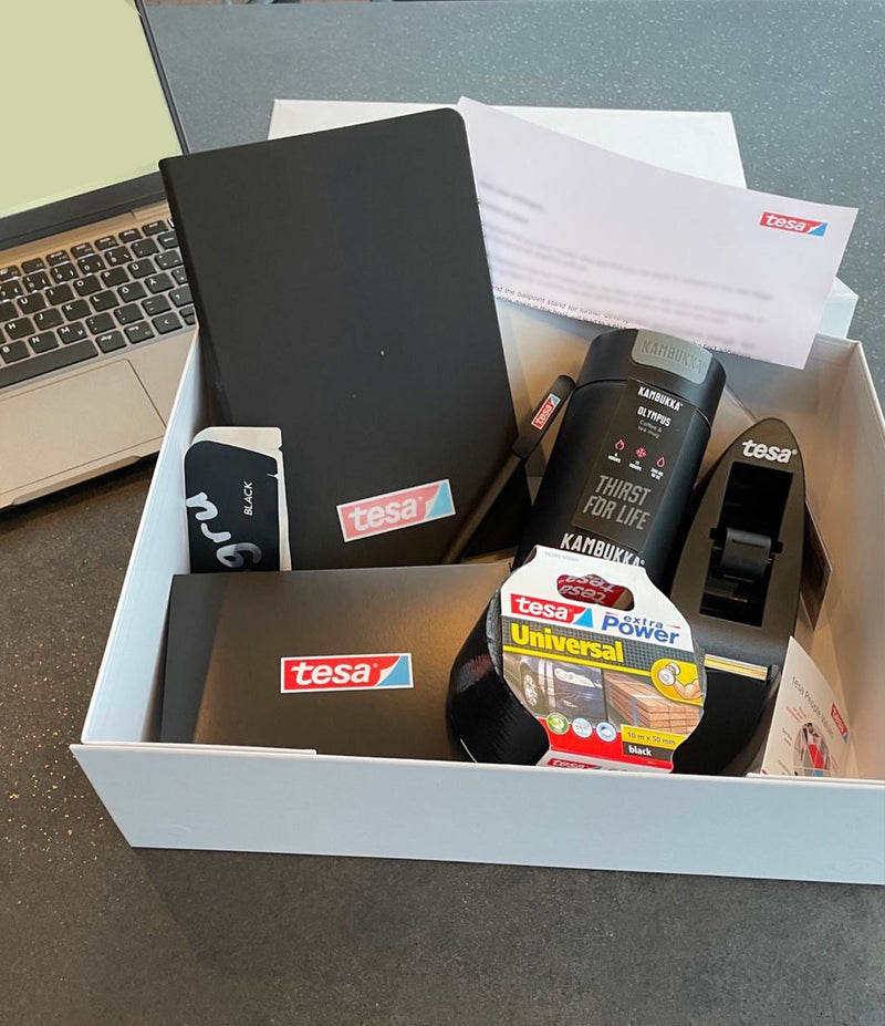 Onboarding Boxen mit Lunchbox für tesa