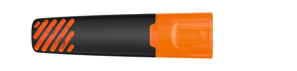 Textmarker mit transparenter Kappe und Griffrillen – Neonorange