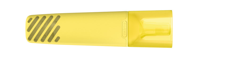 Textmarker mit transparenter Kappe und Griffrillen – Pastell gelb