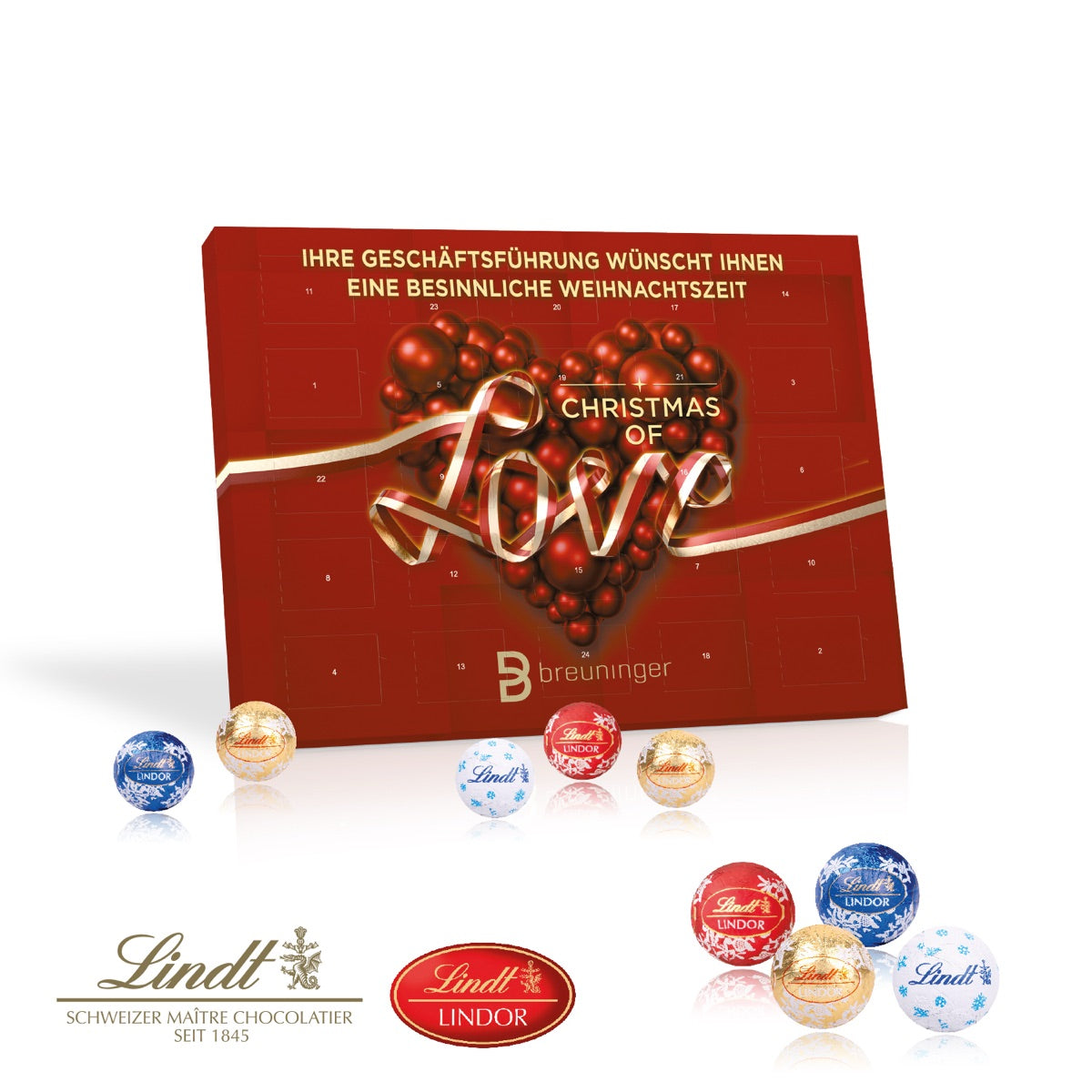 Bedruckter Tisch Adventskalender Gourmet Edition mit 24 Türchen im Querformat