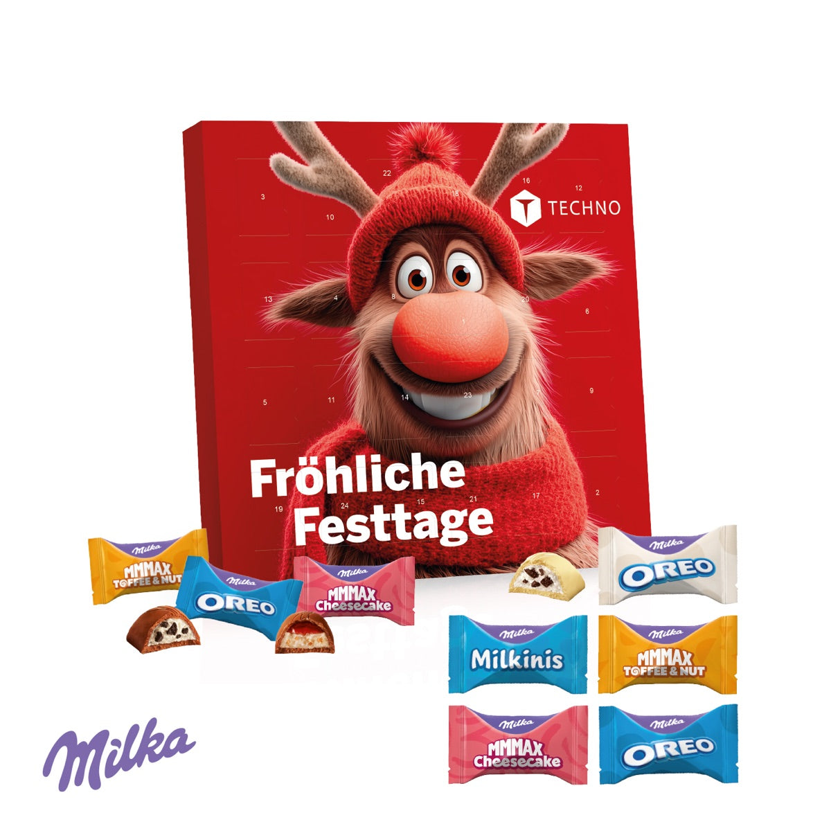 Quadratischer Tisch Adventskalender mit 24 Türchen und individuellem Druck