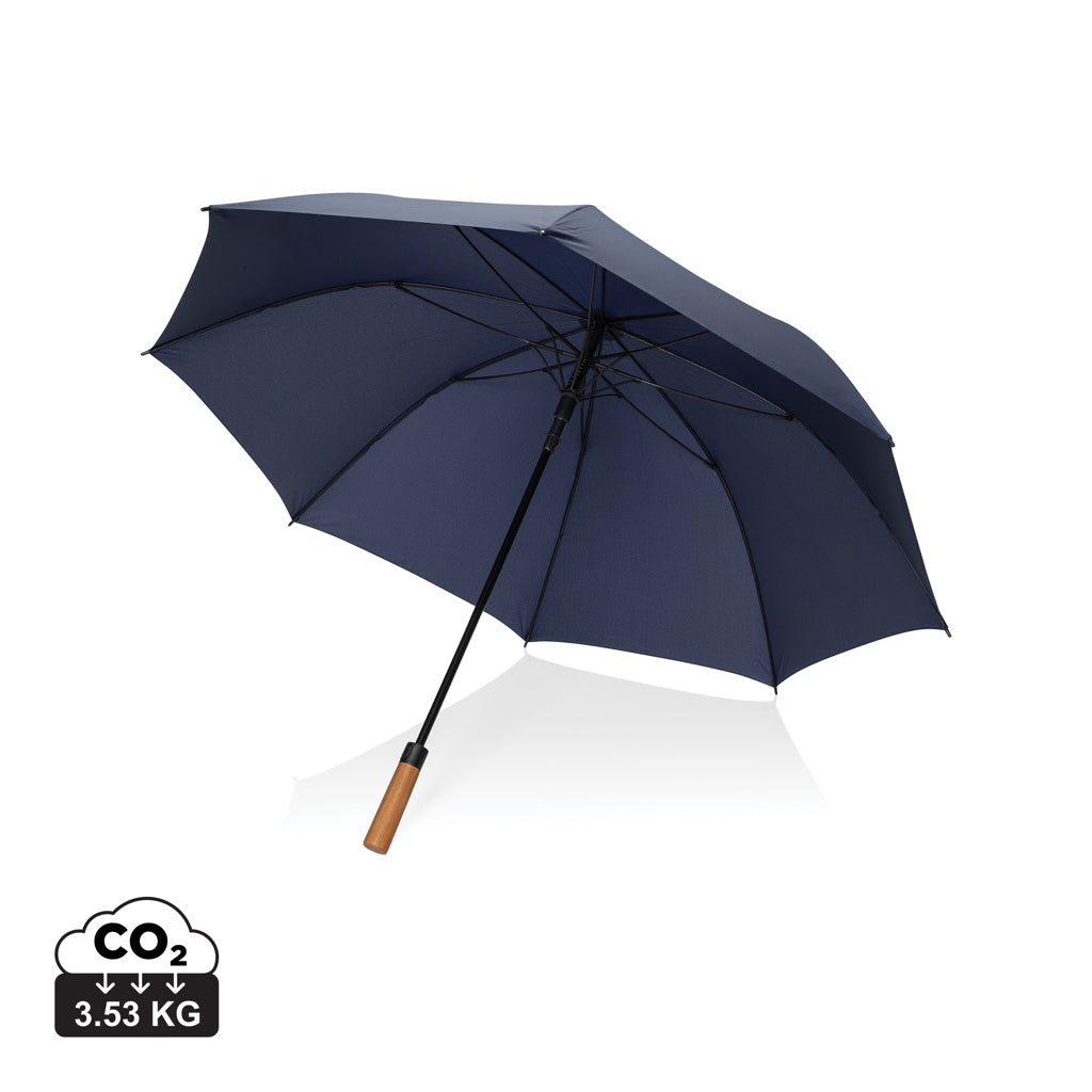 Tony Aware™ RPET 30" Schirm mit auto. Öffnung & Akaziengriff – navy blau