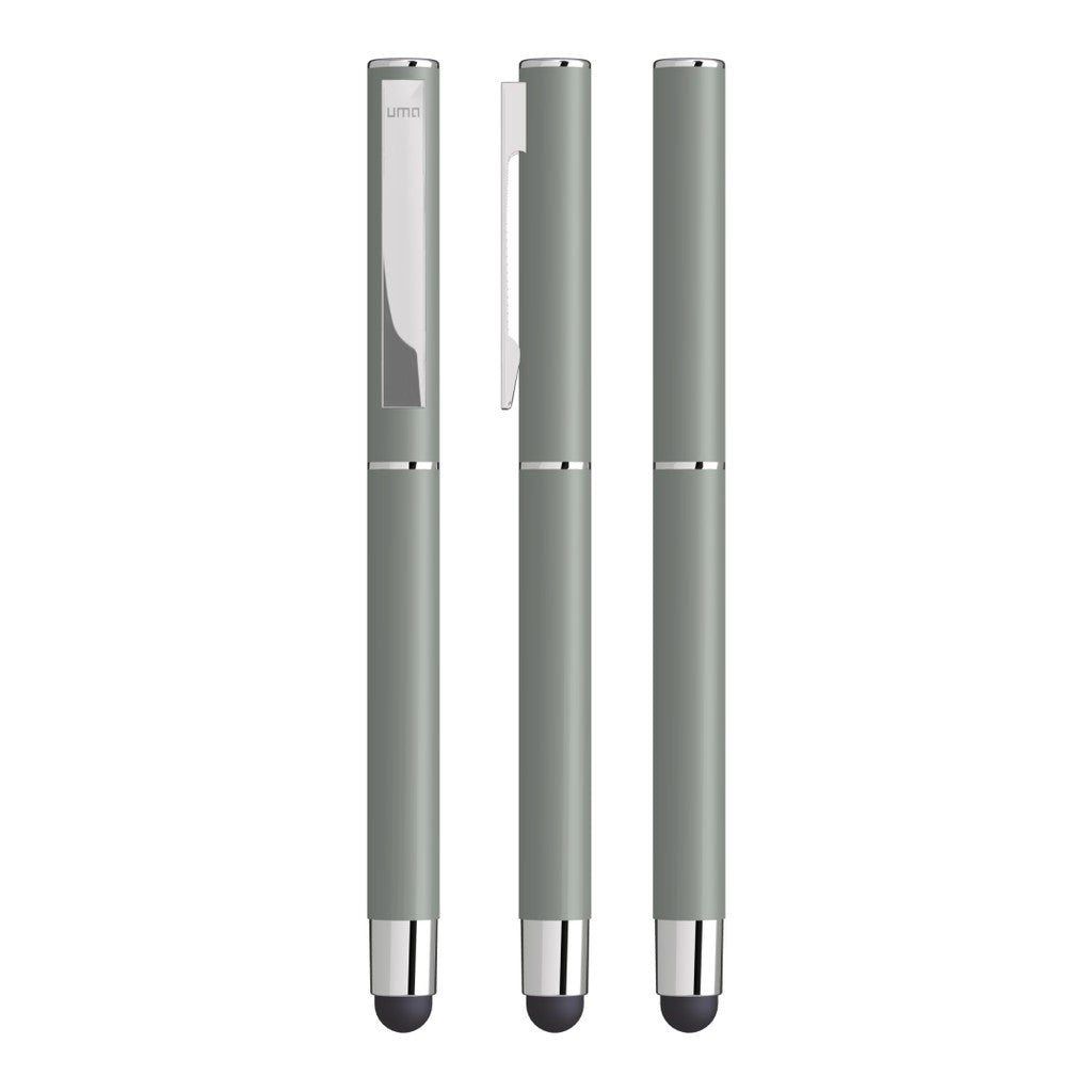Touchpen aus Metall mit gummiertem Schaftende – Grau