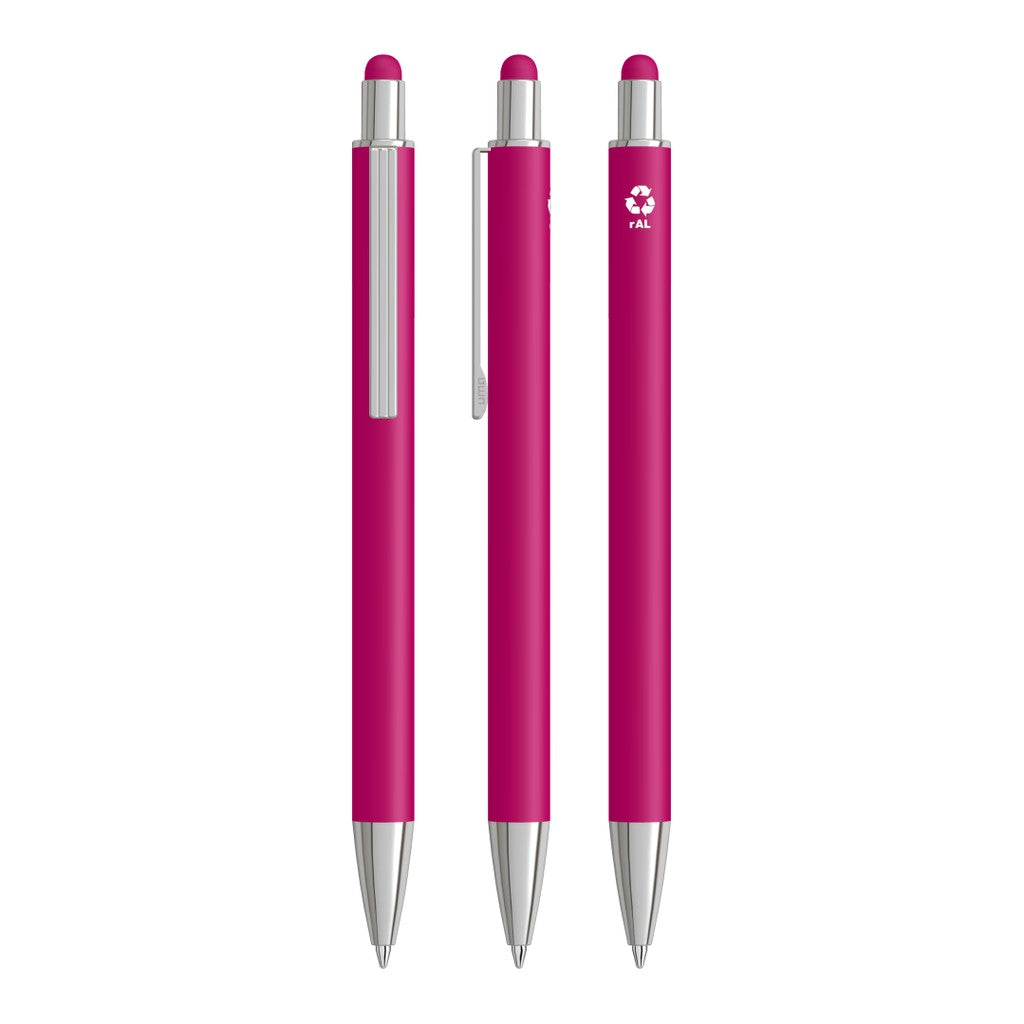 Touchpen aus Metall mit Gummispitze – Magenta