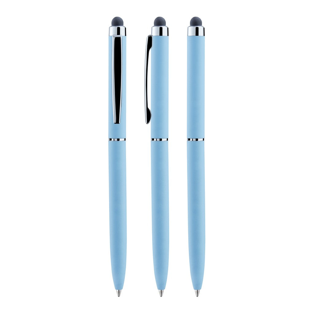 Touchpen aus Metall mit verchromtem Clip – Hellblau