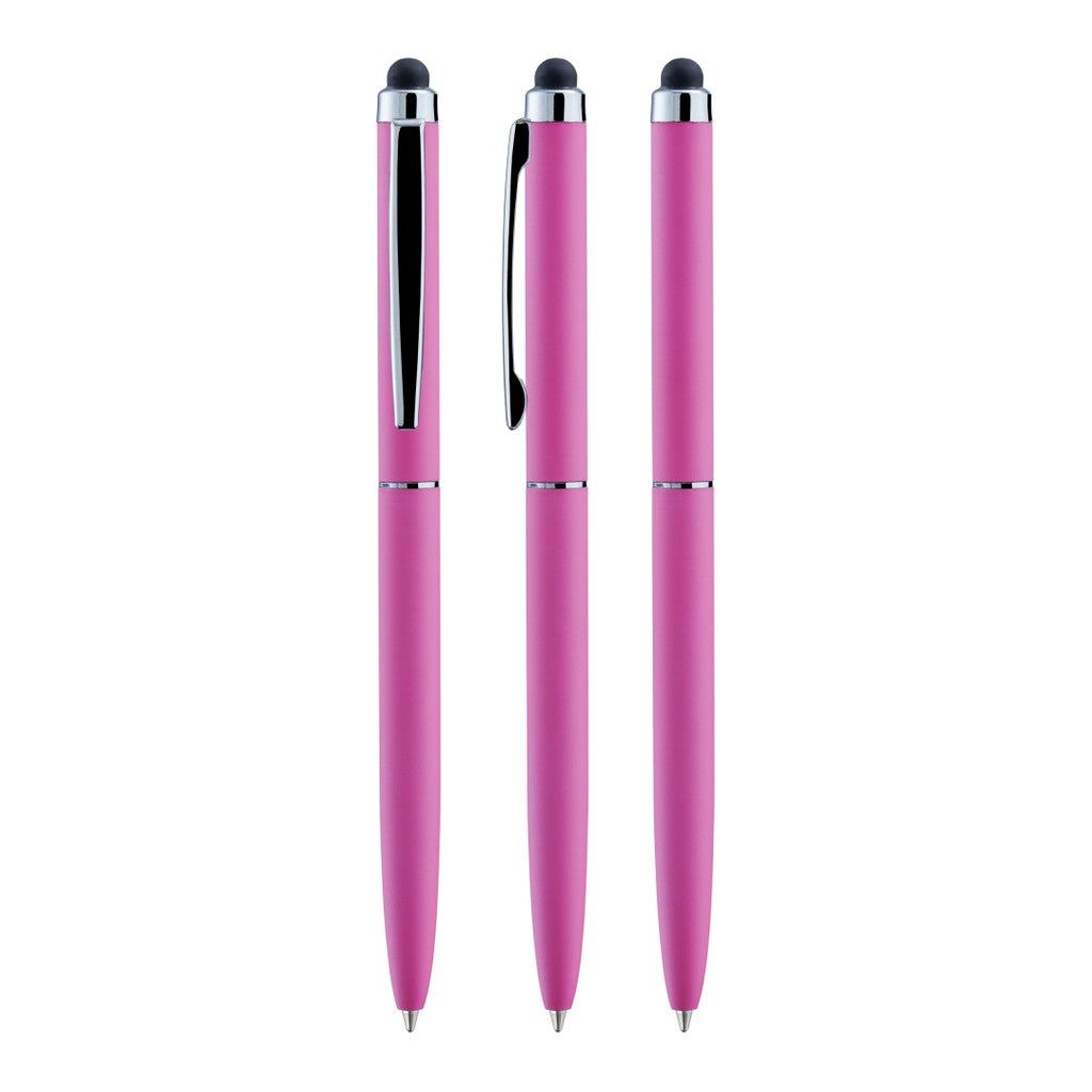 Touchpen aus Metall mit verchromtem Clip – Magenta