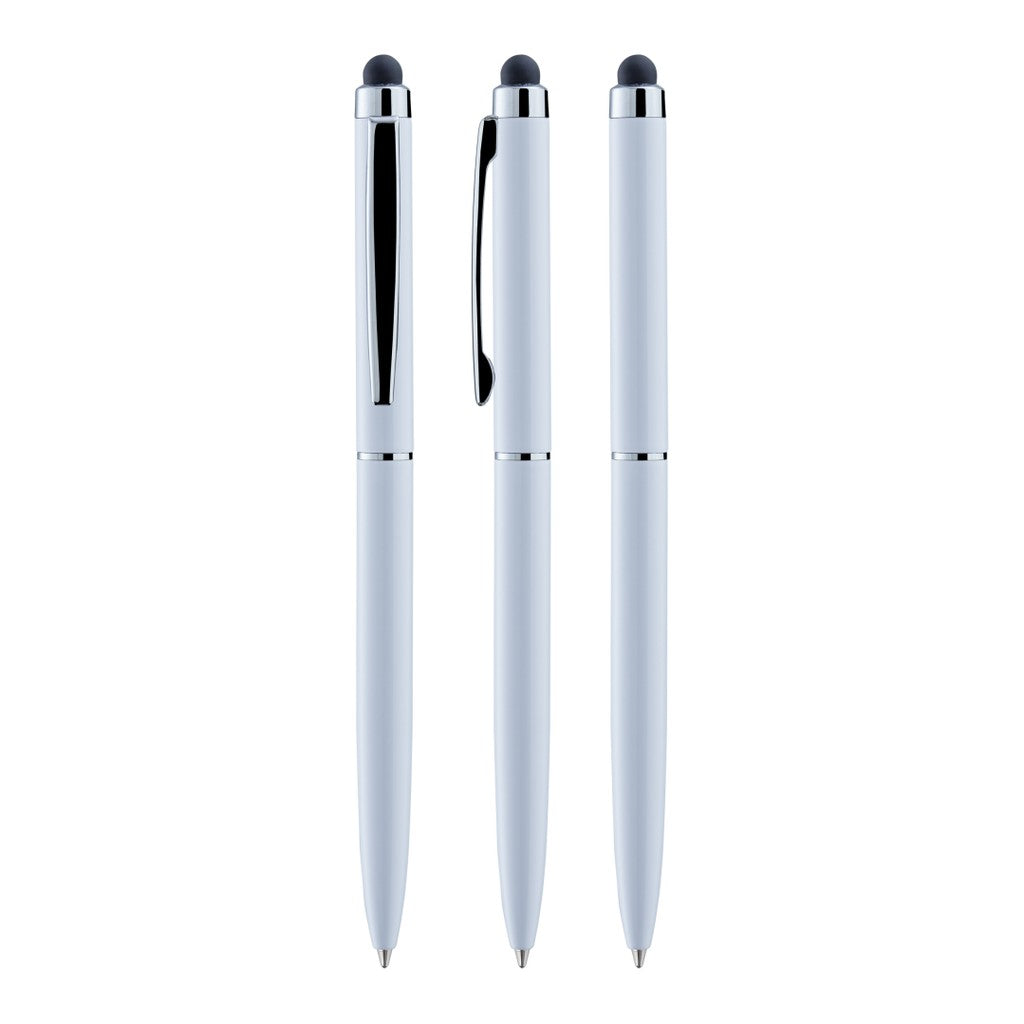 Touchpen aus Metall mit verchromtem Clip – Weiß
