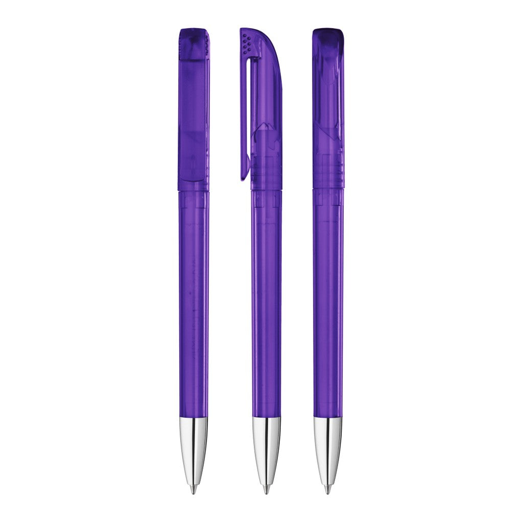 Transparenter Drehkugelschreiber mit gefrostetem Clip – Violett