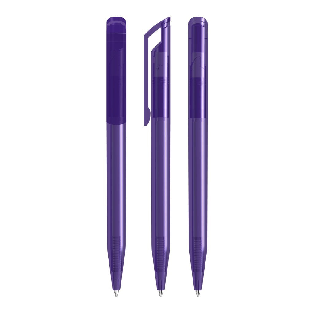 Transparenter Drehkugelschreiber mit Lochclip – Dunkelviolett