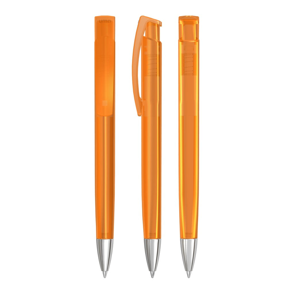 Transparenter Druckkugelschreiber im Dreikantdesign – Orange