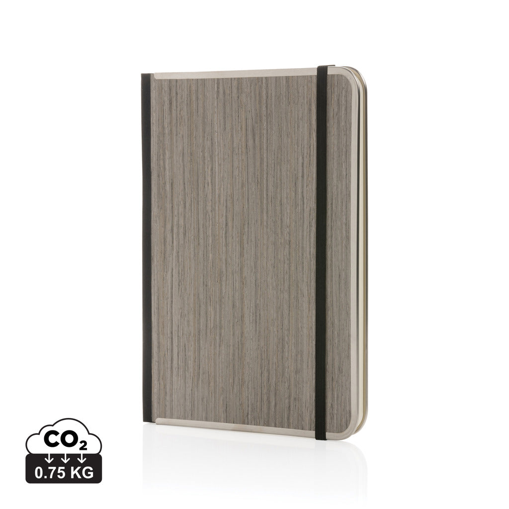 Treeline A5 Deluxe Notizbuch mit Holzeinband – grau