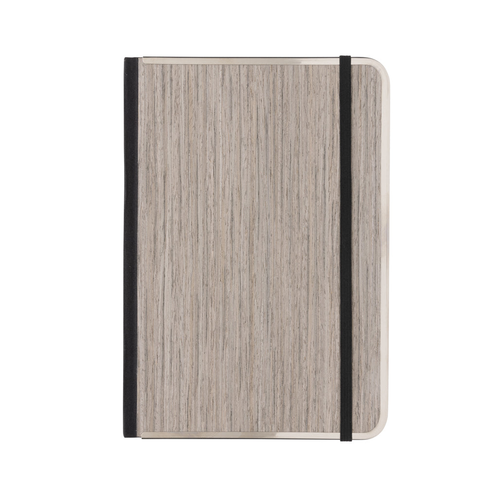 Treeline A5 Deluxe Notizbuch mit Holzeinband – grau