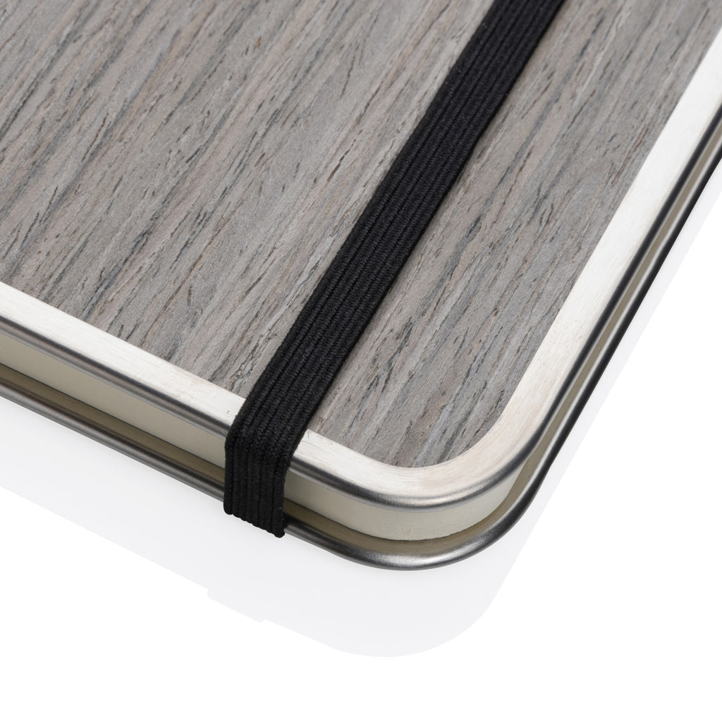 Treeline A5 Deluxe Notizbuch mit Holzeinband – grau