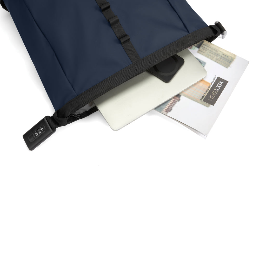 Urban wasserabweisender Anti-Diebstahl Rucksack – navy blau