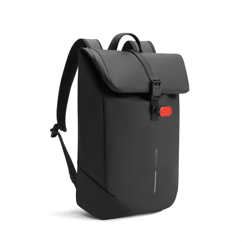 Urban wasserabweisender Flap-Top Rucksack – schwarz