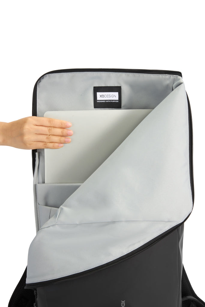 Urban wasserabweisender Flap-Top Rucksack – schwarz