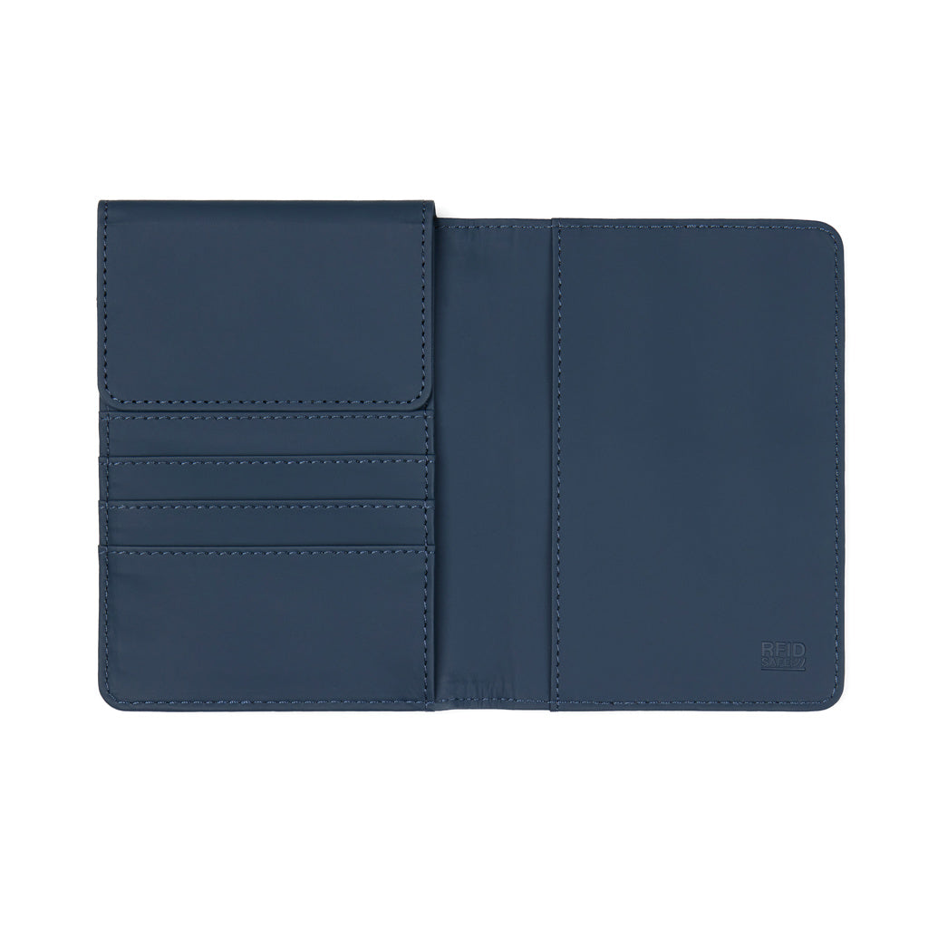 VINGA Baltimore RCS recycelte Polyester-RFID-Reisepasshülle – navy blau
