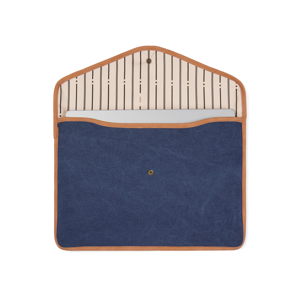 VINGA Bosler 14" Laptop-Tasche aus GRS recyceltem Canvas – navy blau