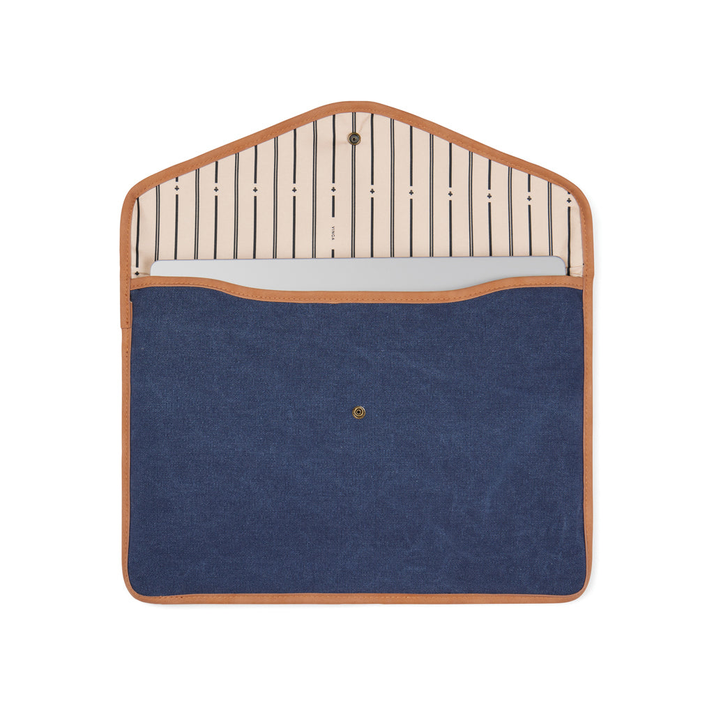 VINGA Bosler 16" Laptop-Tasche aus GRS recyceltem Canvas – navy blau