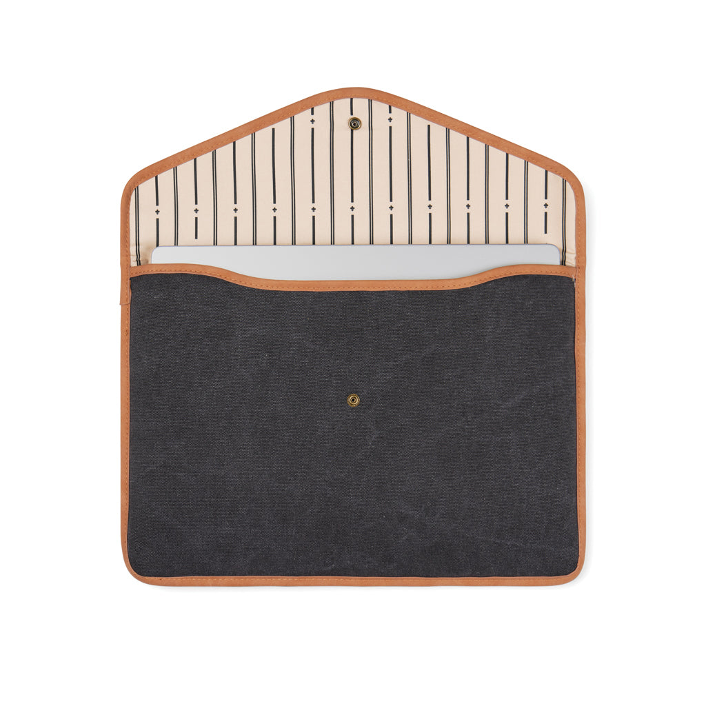 VINGA Bosler 16" Laptop-Tasche aus GRS recyceltem Canvas – schwarz