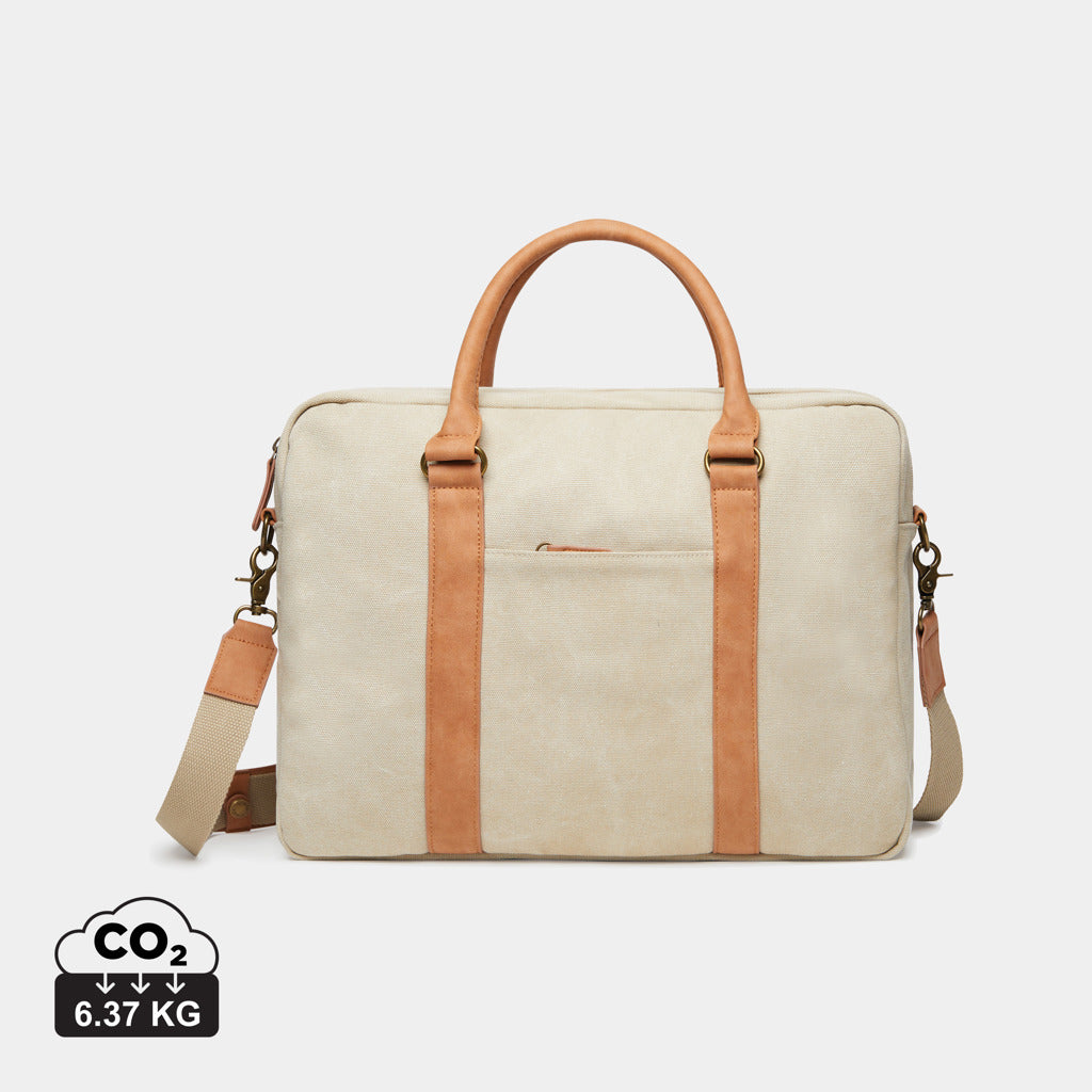 VINGA Bosler Computertasche aus RCS recyceltem Canvas – beige