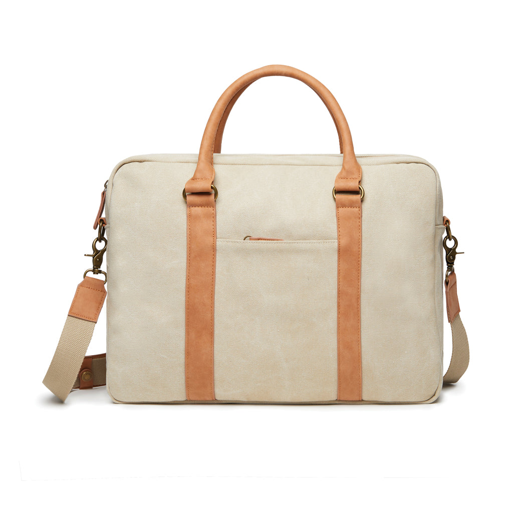 VINGA Bosler Computertasche aus RCS recyceltem Canvas – beige