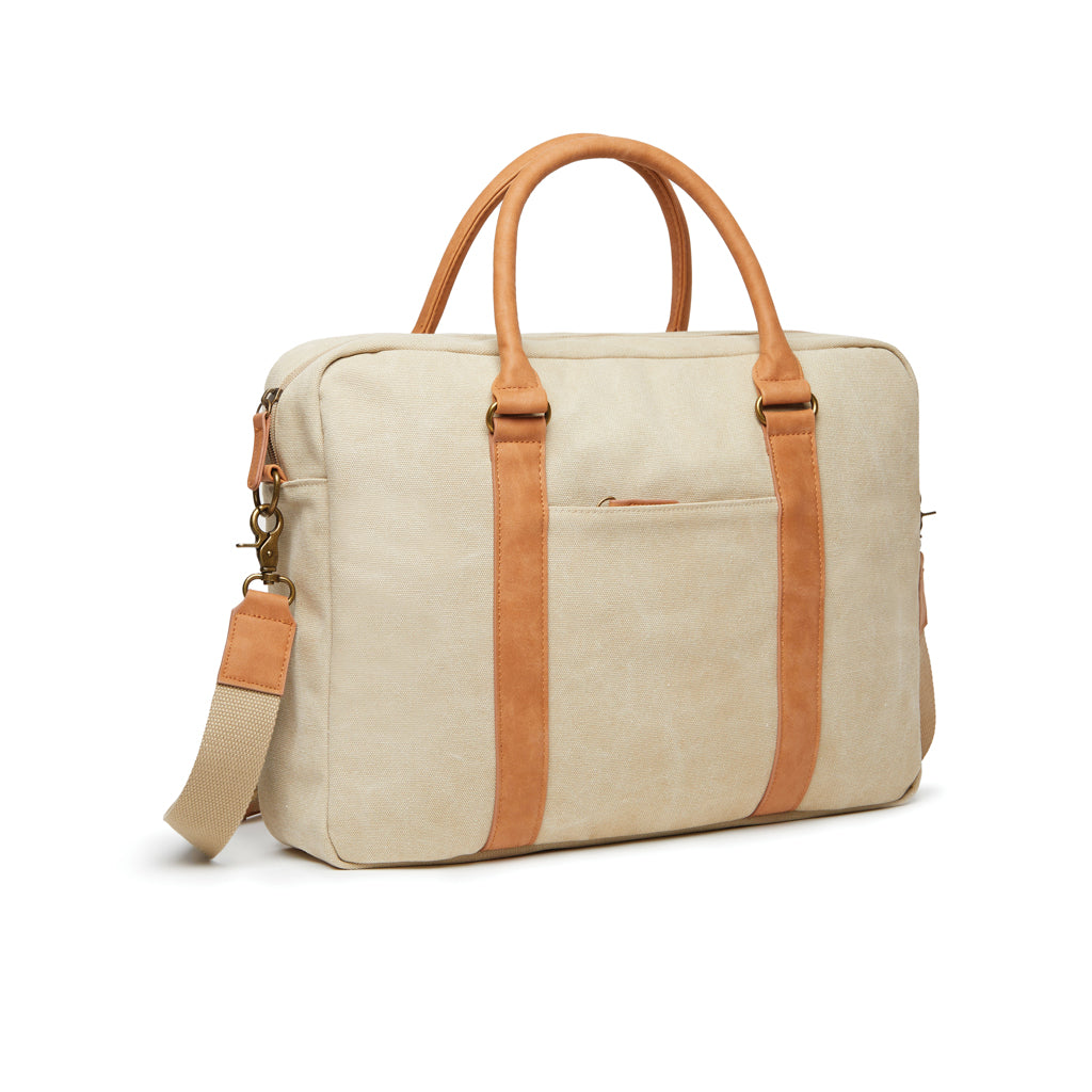 VINGA Bosler Computertasche aus RCS recyceltem Canvas – beige