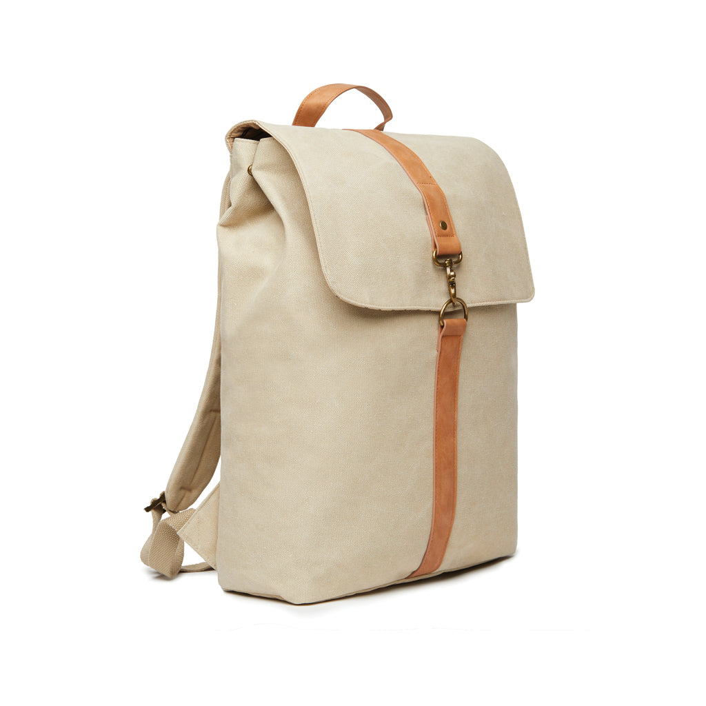 VINGA Bosler Rucksack aus GRS recyceltem Canvas – beige