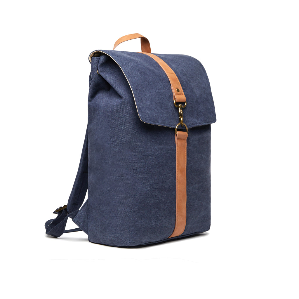 VINGA Bosler Rucksack aus GRS recyceltem Canvas – navy blau