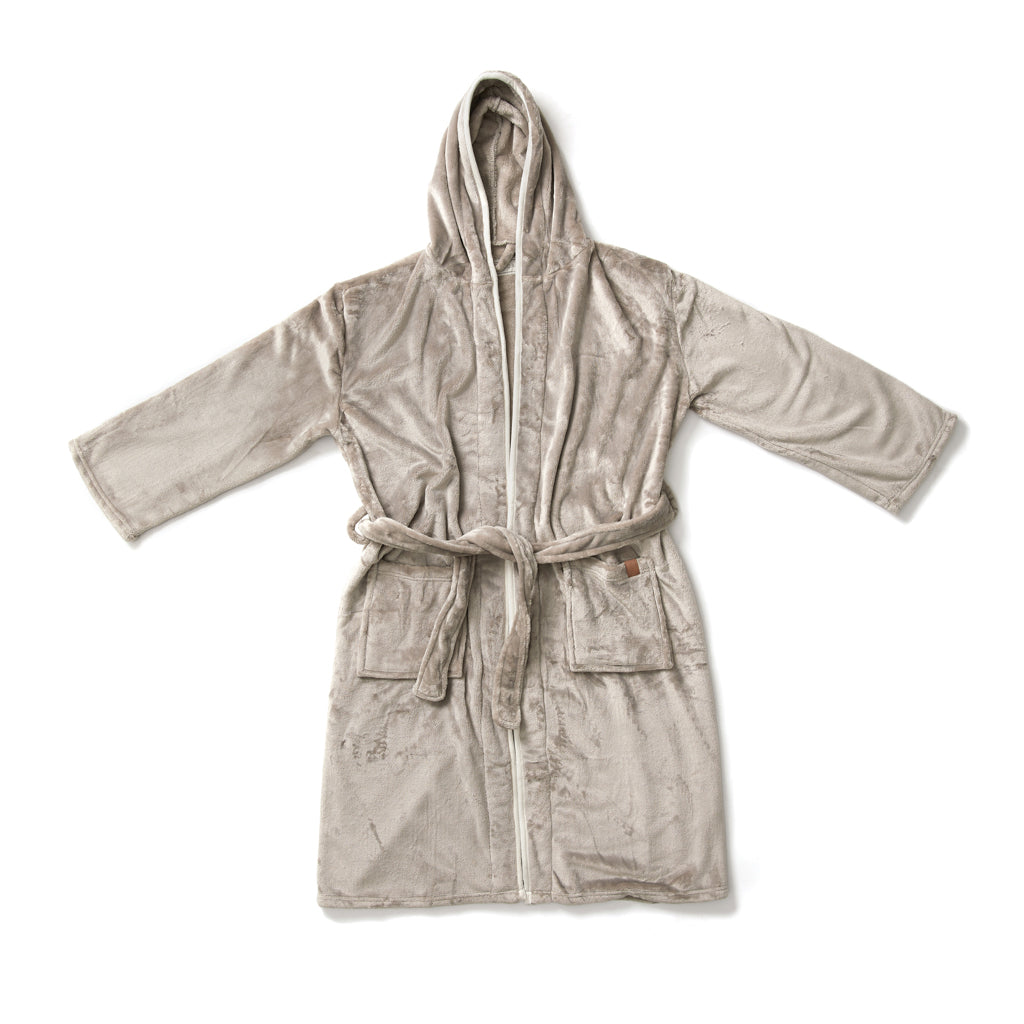 VINGA Louis Luxus Plüsch GRS rPET Bademantel Größe S/M – grau