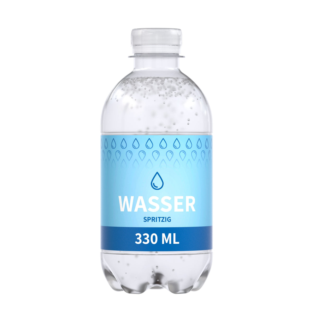 Wasser 330 ml PET Flasche mit Papieretikett – Spritzig