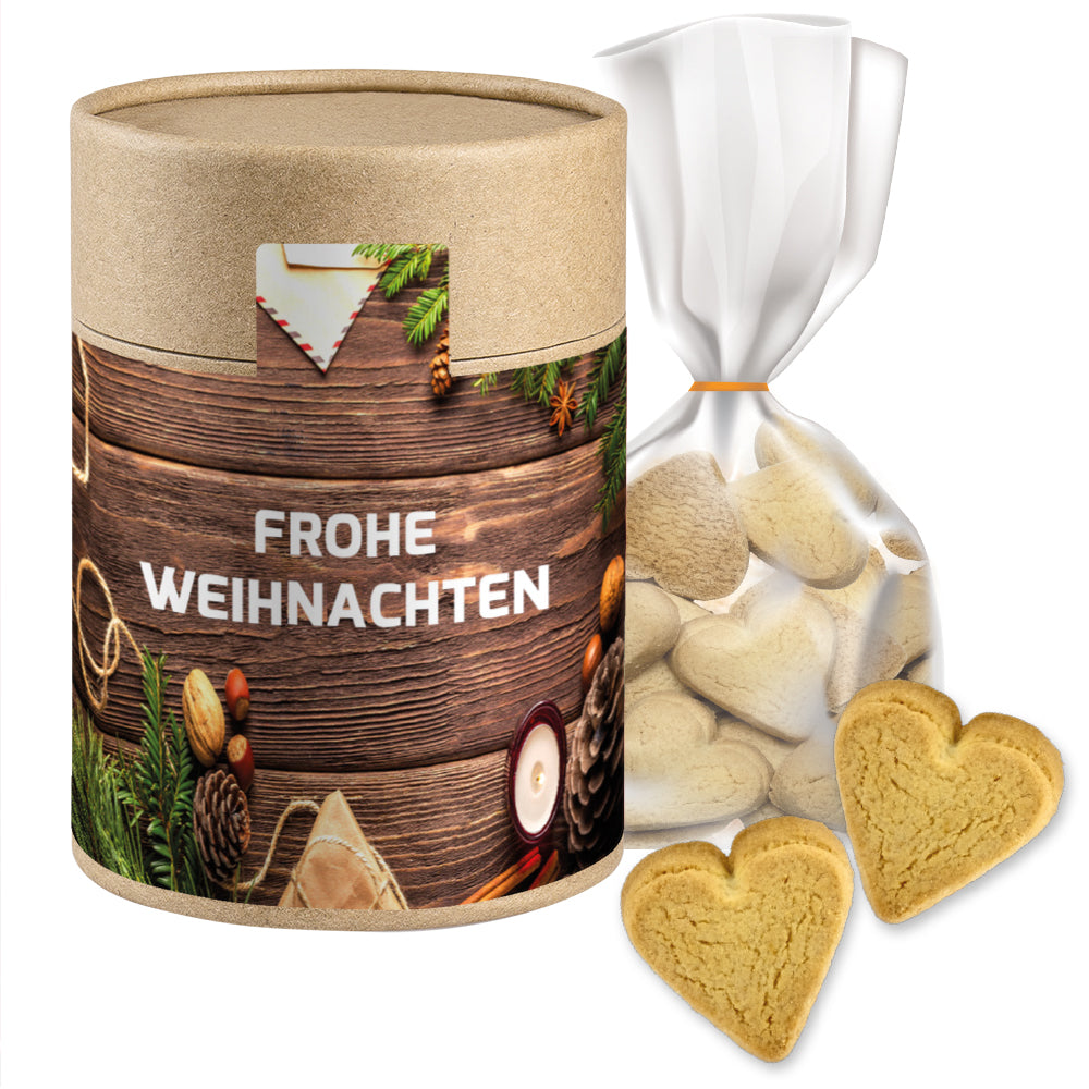 Weihnachtsgebäck im Beutel in der Kraftpapierdose – Butter Herzen, ca. 100 g