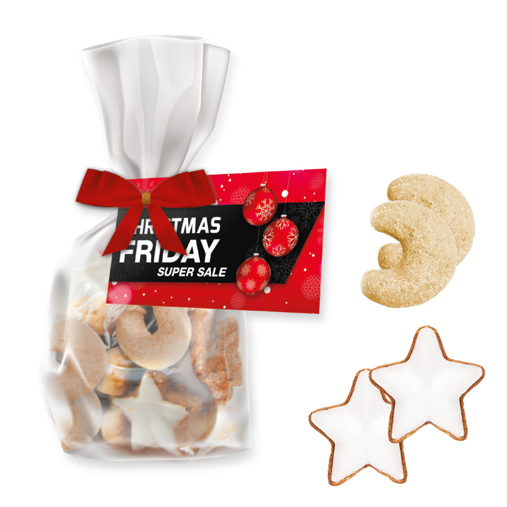 Weihnachtsgebäck im Standbeutel Midi mit Schleife