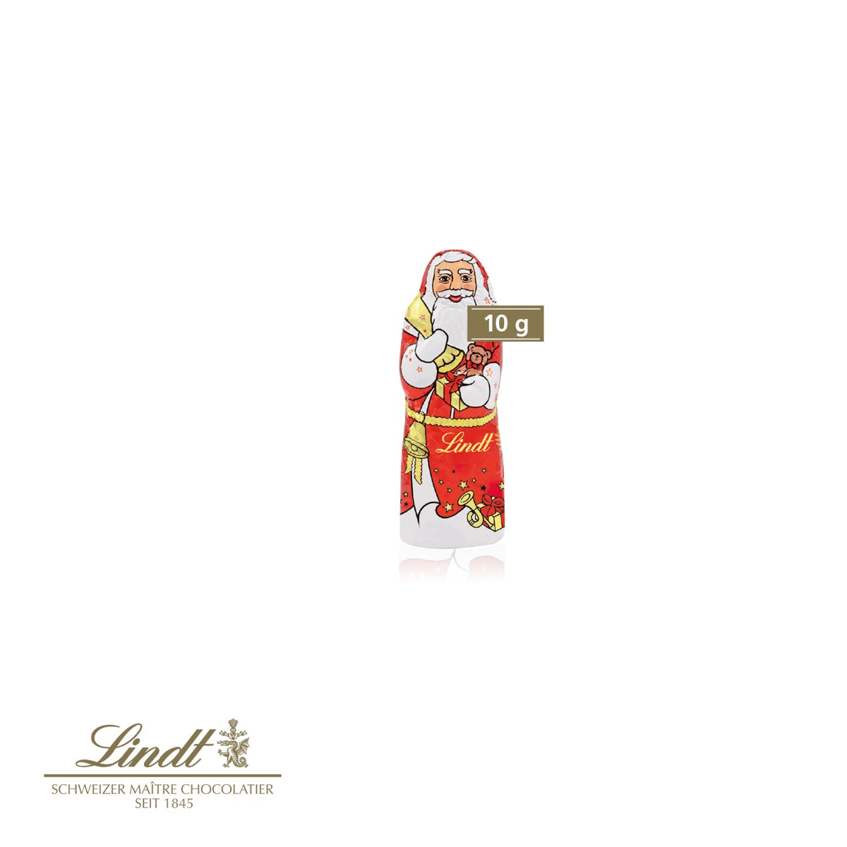 Werbebox mit kleinem Lindt Weihnachtsmann als Füllung