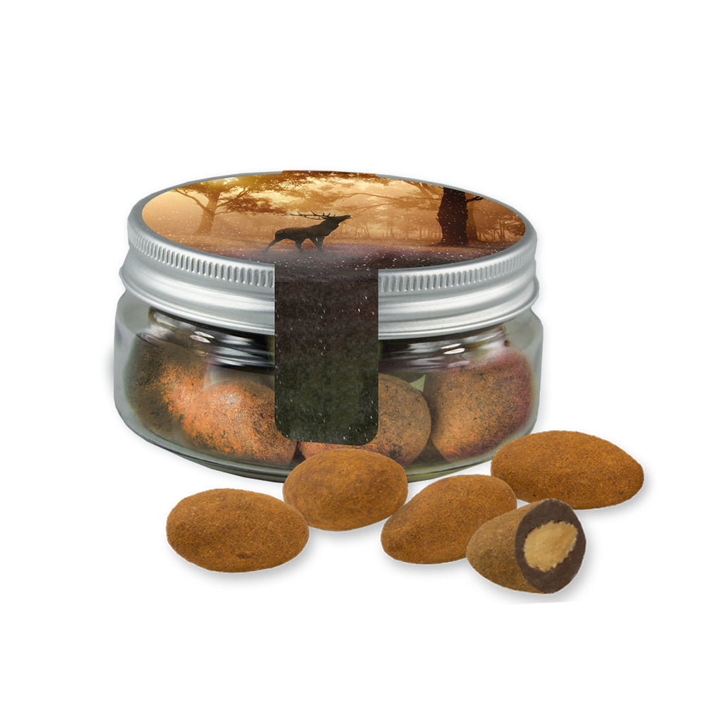 Weihnachtsnaschmischung in der kleinen Dose – Schokomandeln mit Zimt, ca. 70 g