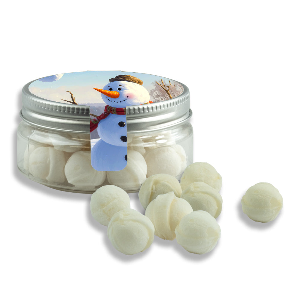 Weihnachtsnaschmischung in der kleinen Dose – Süße Schneebälle Bonbons, ca. 60 g