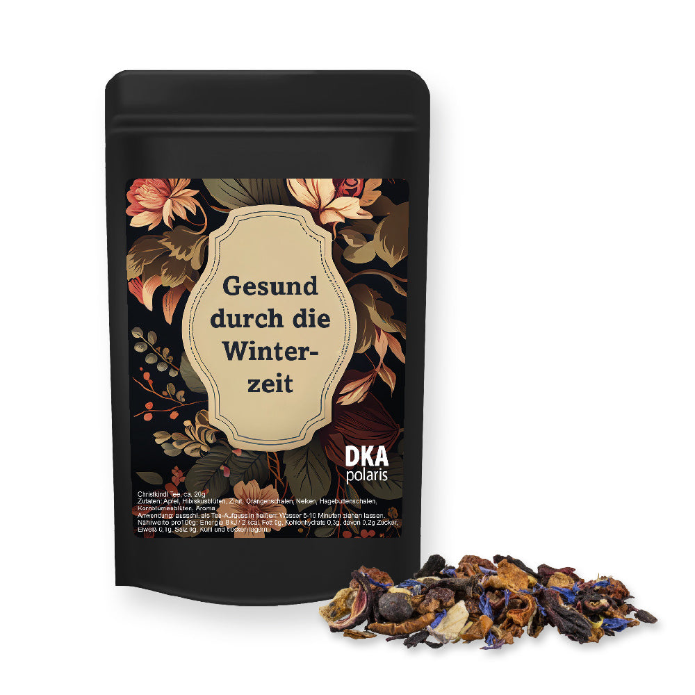 Weihnachtstee im schwarzen Standbeutel Mini – Christkindl Tee, ca. 20 g