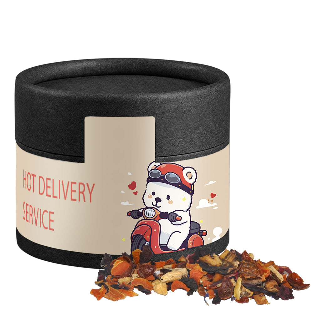 Weihnachtstee in der schwarzen Mini Dose – Kaminfeuer Tee, ca. 20 g