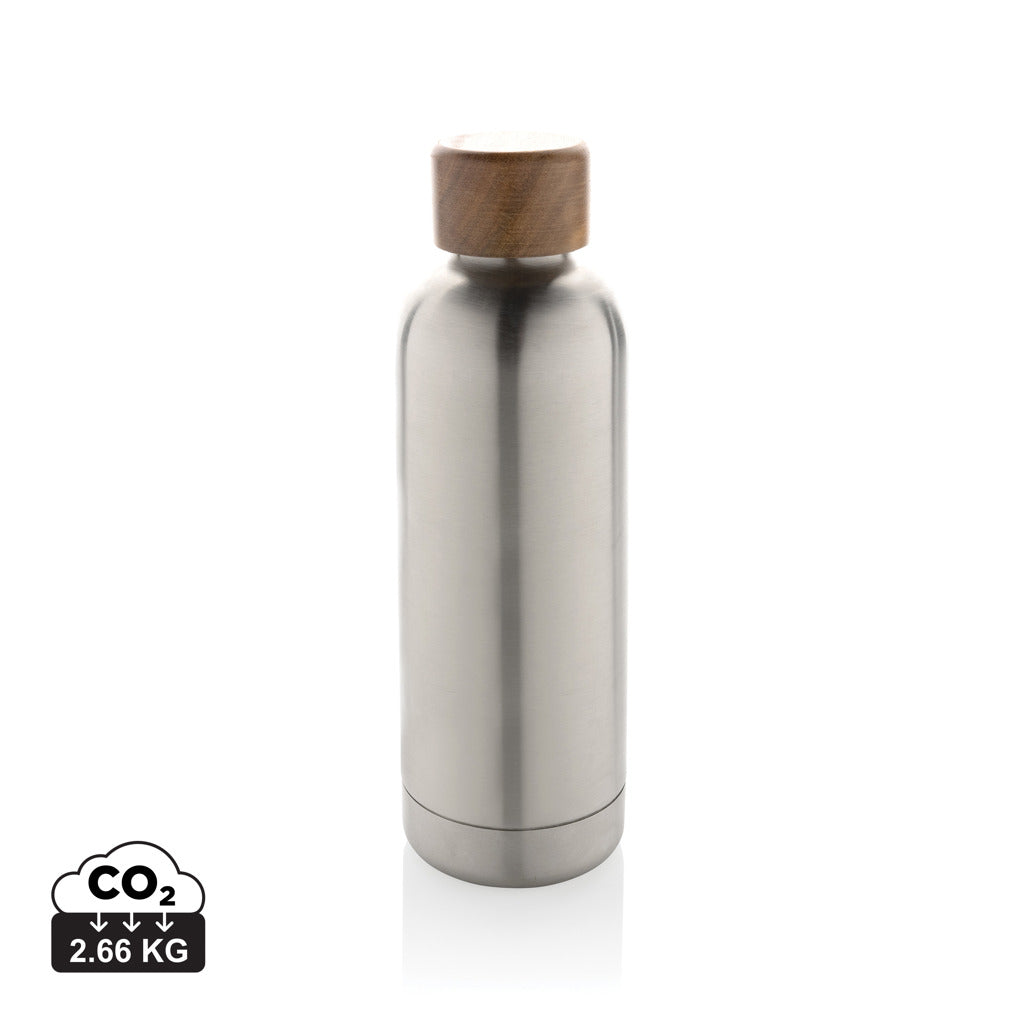 Wood Vakuumflasche aus RCS recyceltem Stainless-Steel – silber