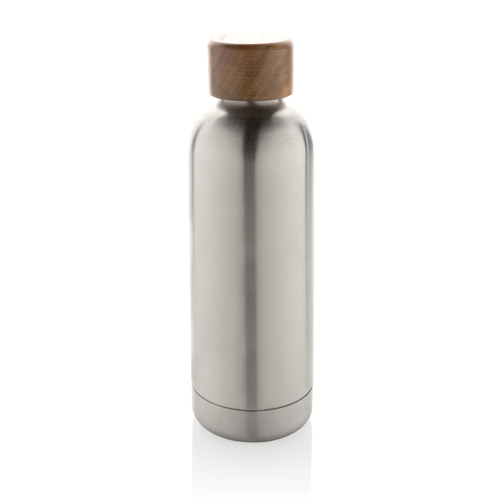 Wood Vakuumflasche aus RCS recyceltem Stainless-Steel – silber