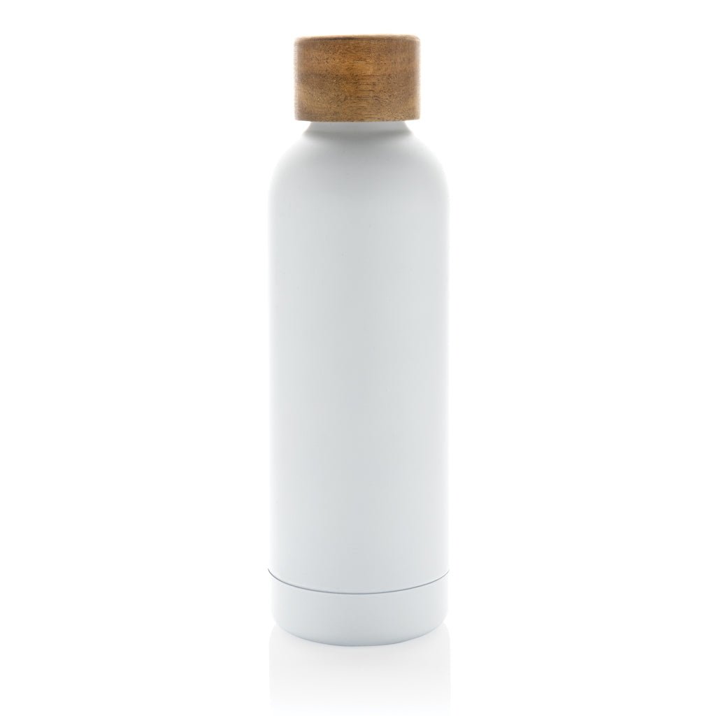 Wood Vakuumflasche aus RCS recyceltem Stainless-Steel – weiß