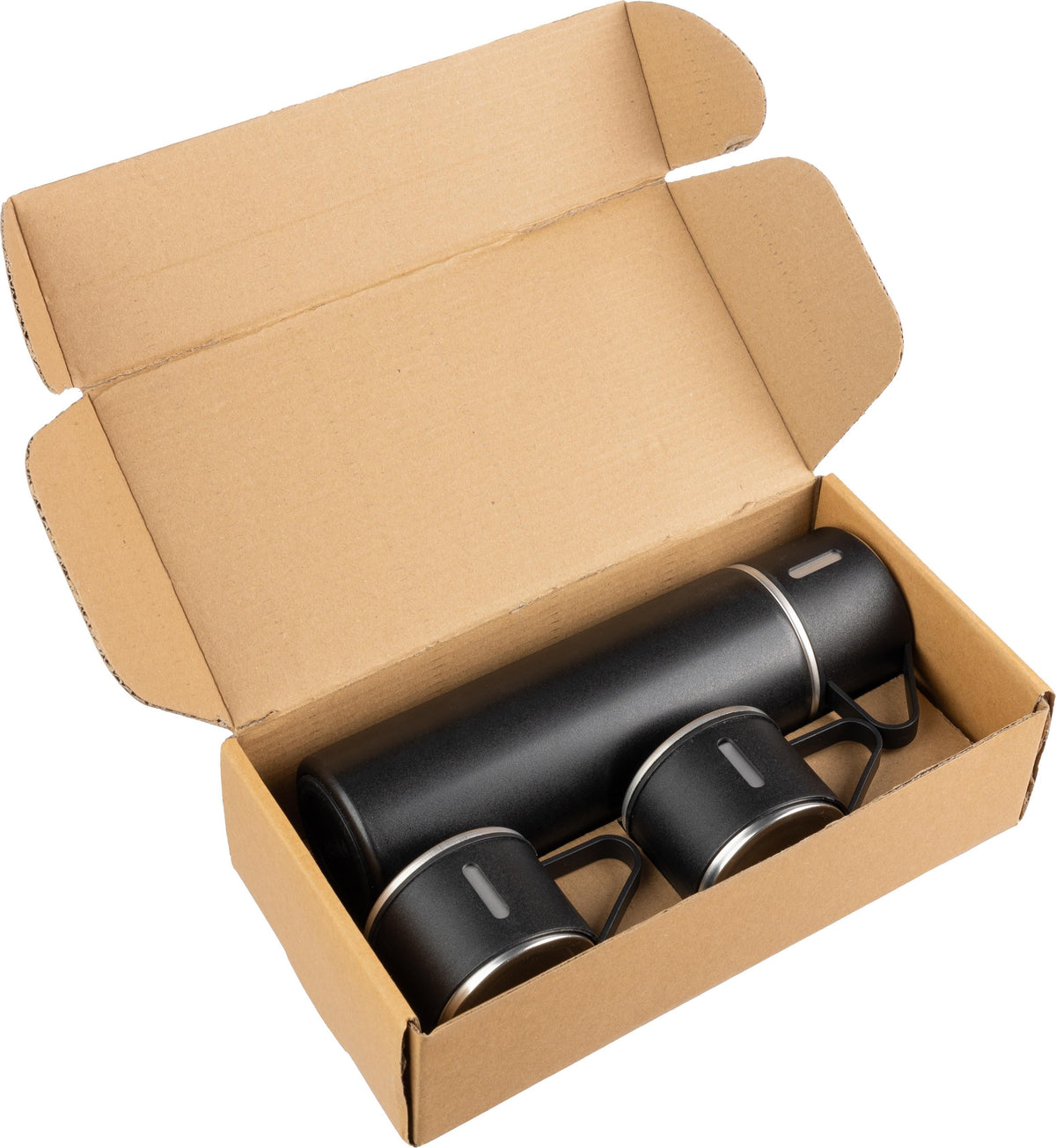 Thermosflaschen Set, Edelstahl, 420 ml + 2 Becher