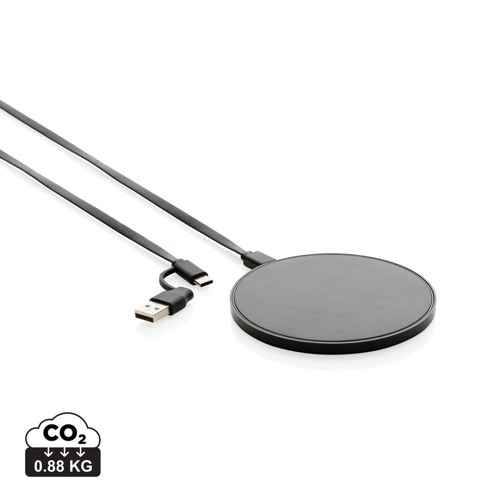 10W Wireless Charger aus RCS Standard recyceltem Kunststoff – schwarz