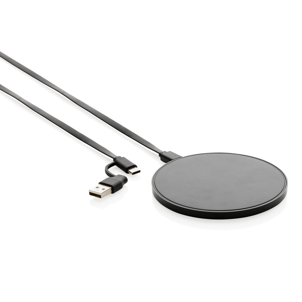 10W Wireless Charger aus RCS Standard recyceltem Kunststoff – schwarz
