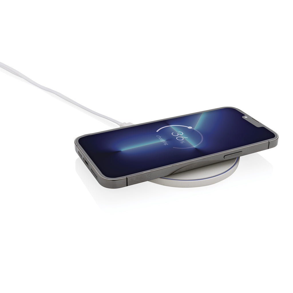 10W Wireless Charger aus RCS Standard recyceltem Kunststoff – weiß