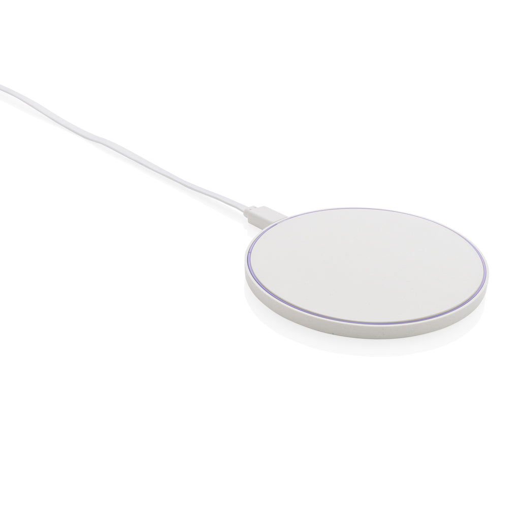 10W Wireless Charger aus RCS Standard recyceltem Kunststoff – weiß
