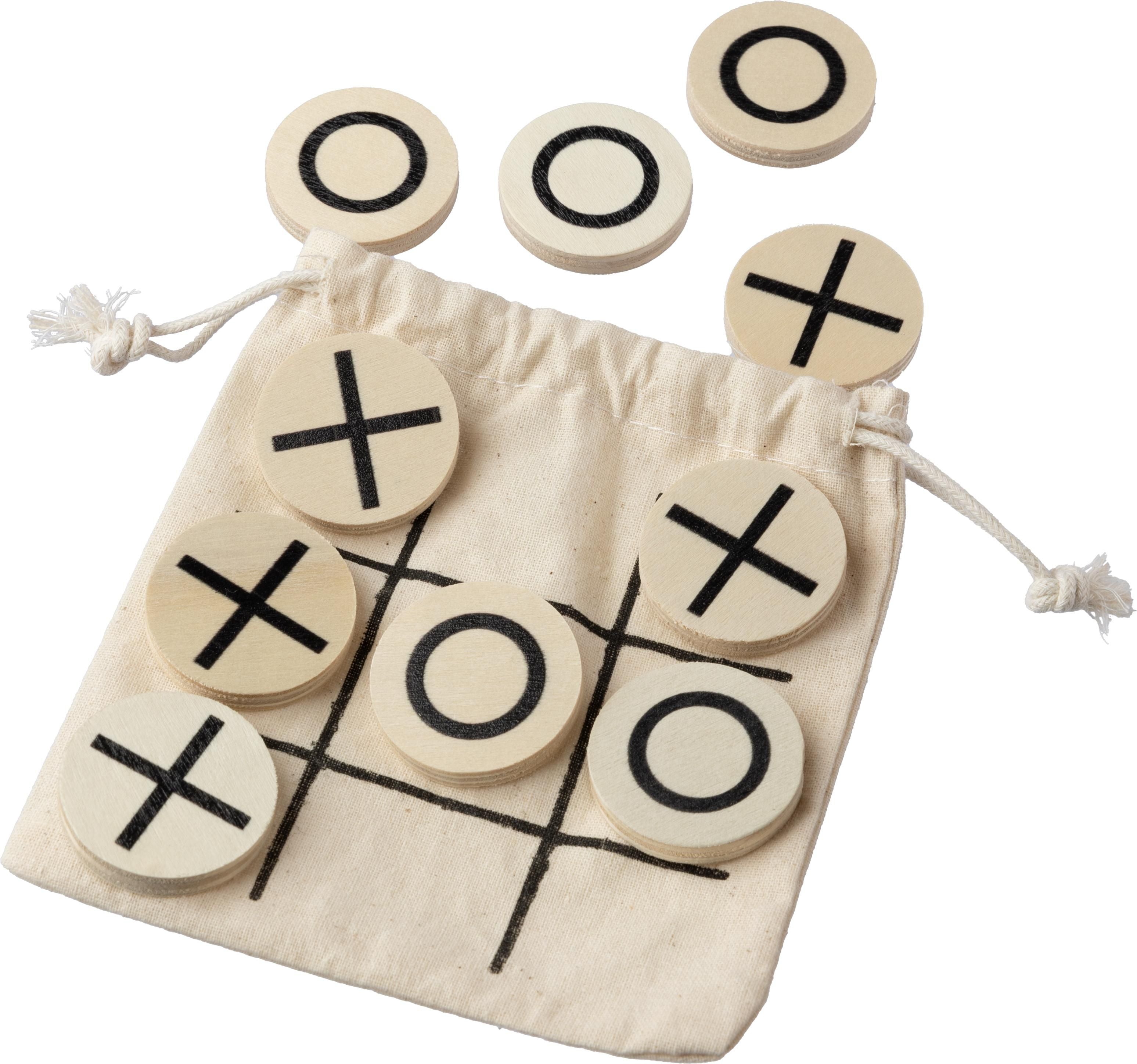 Tic Tac Toe, Holz, Baumwollbeutel