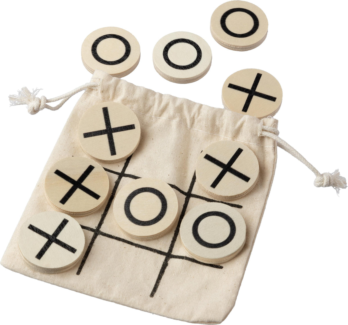 Tic Tac Toe, Holz, Baumwollbeutel