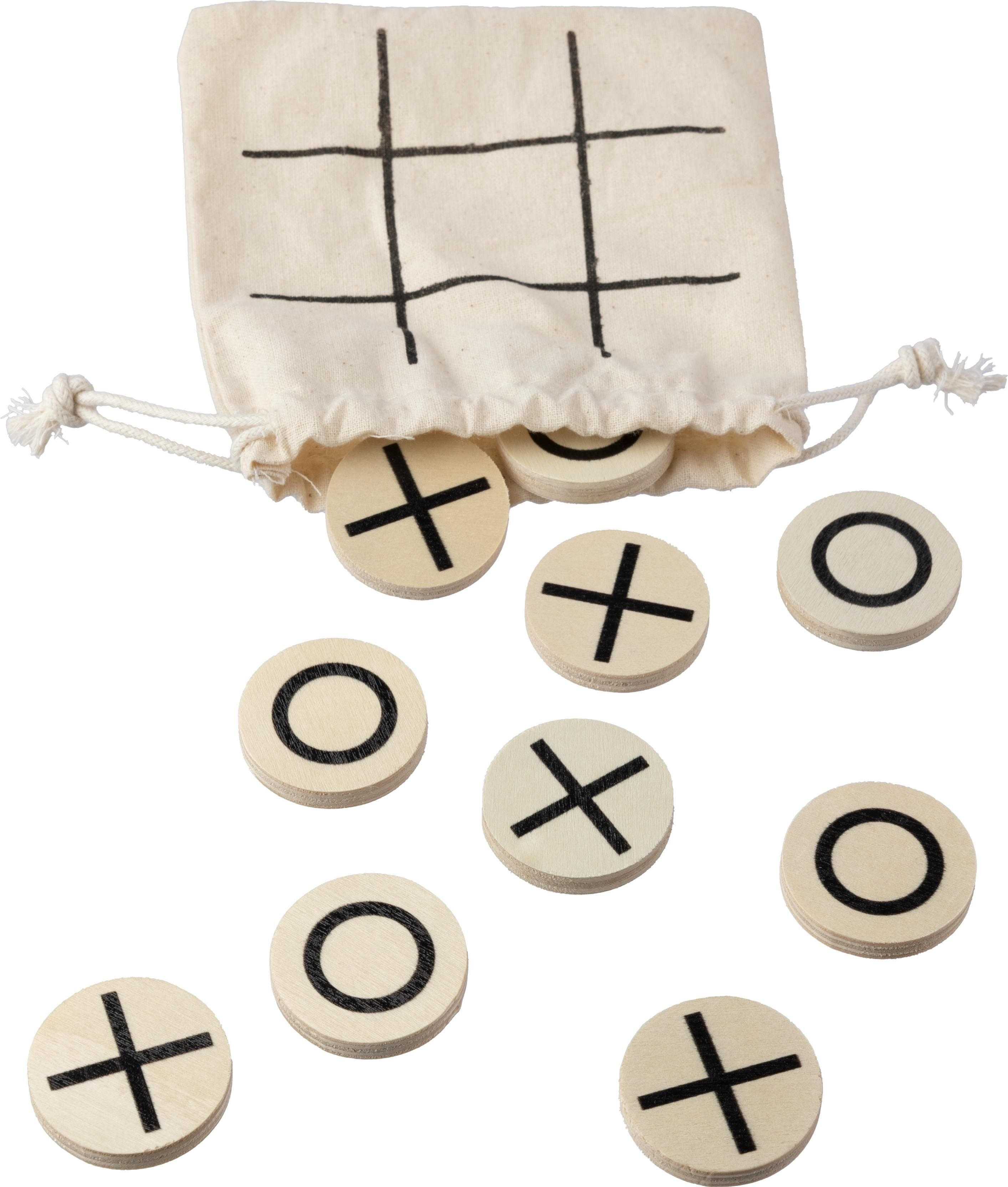 Tic Tac Toe, Holz, Baumwollbeutel