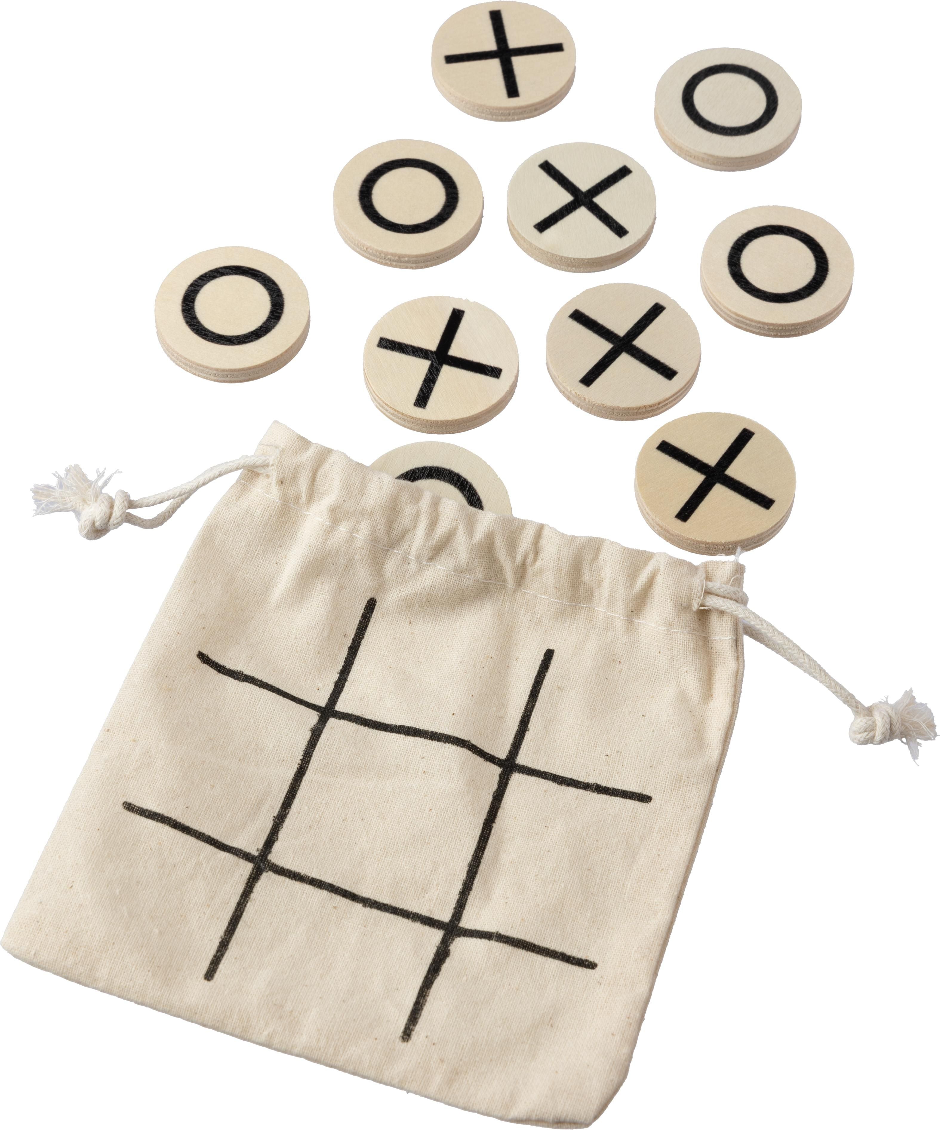 Tic Tac Toe, Holz, Baumwollbeutel